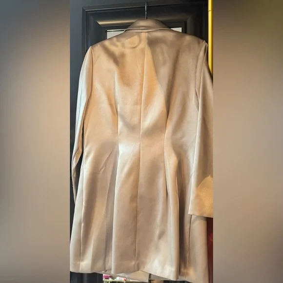 H&M Champagne Double Breasted Satin Dress/Blazer - Picture 8 of 11